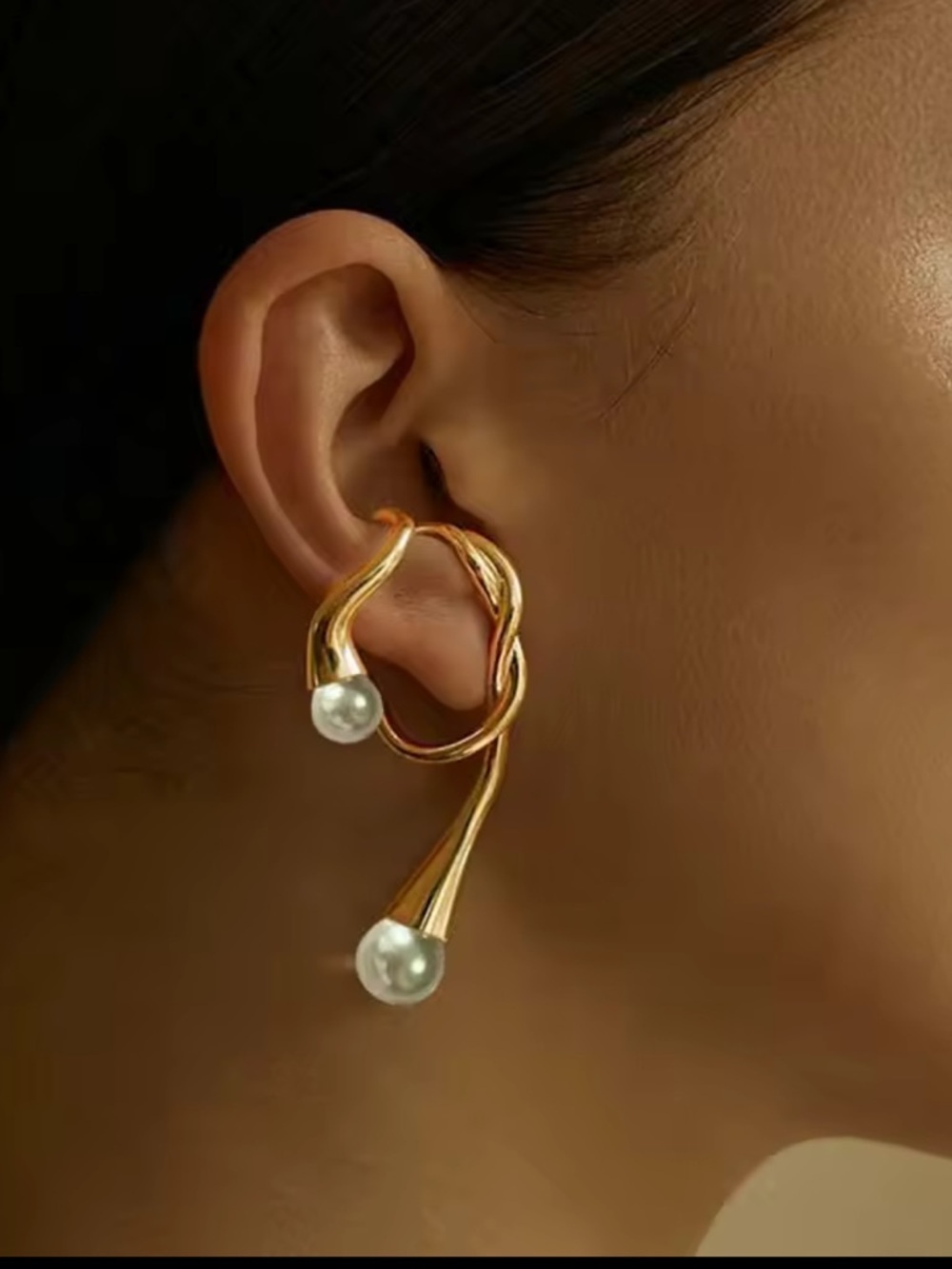 Elysian Gold Flow Pearl Ear Wrap (Single)